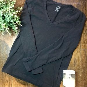 Black J. Crew long-sleeve v-neck tee shirt